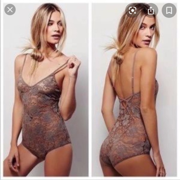 Free People Beach Black Lace Bodysuit Lingerie Top Cami Sexy Size Small - Picture 3 of 15